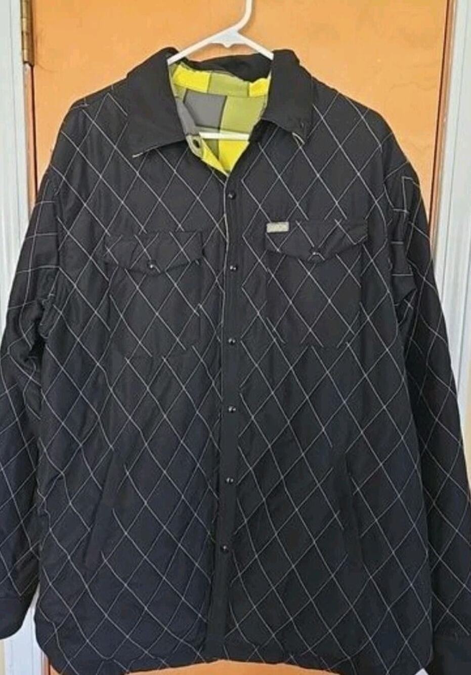 Dixxon Defender Yellow Black Reversible Plaid Snap Flannel Jacket XL